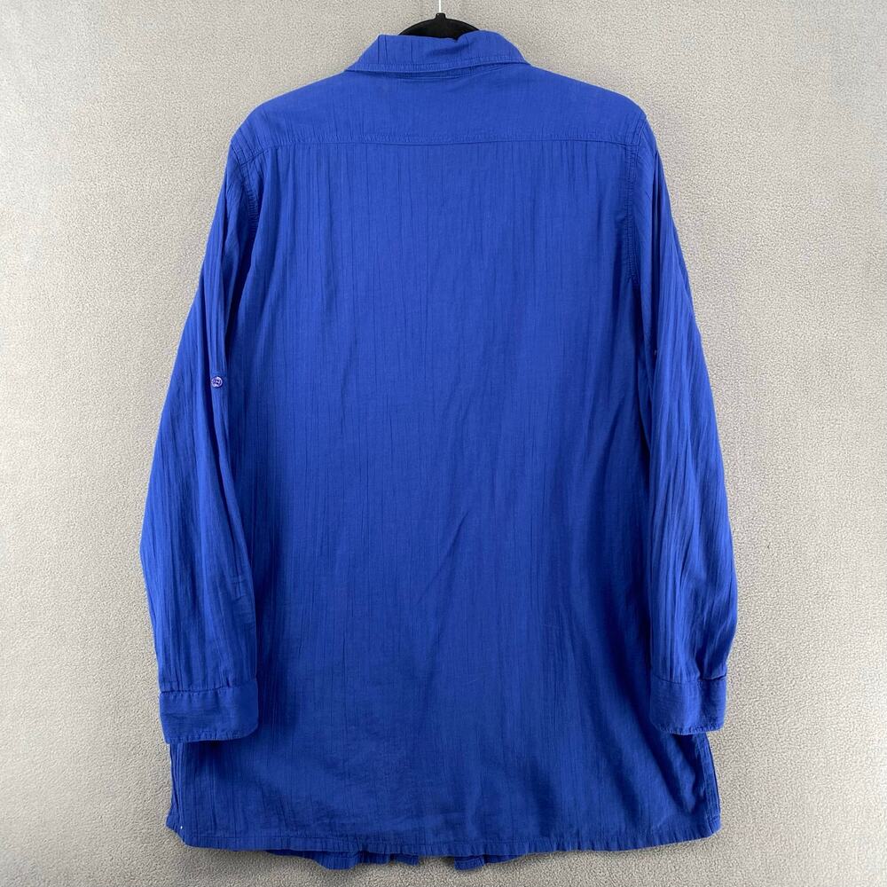 Ralph Lauren Blue Long Sleeve Button Down Shirt Womens L 100% Cotton Loose Fit - Picture 2 of 16